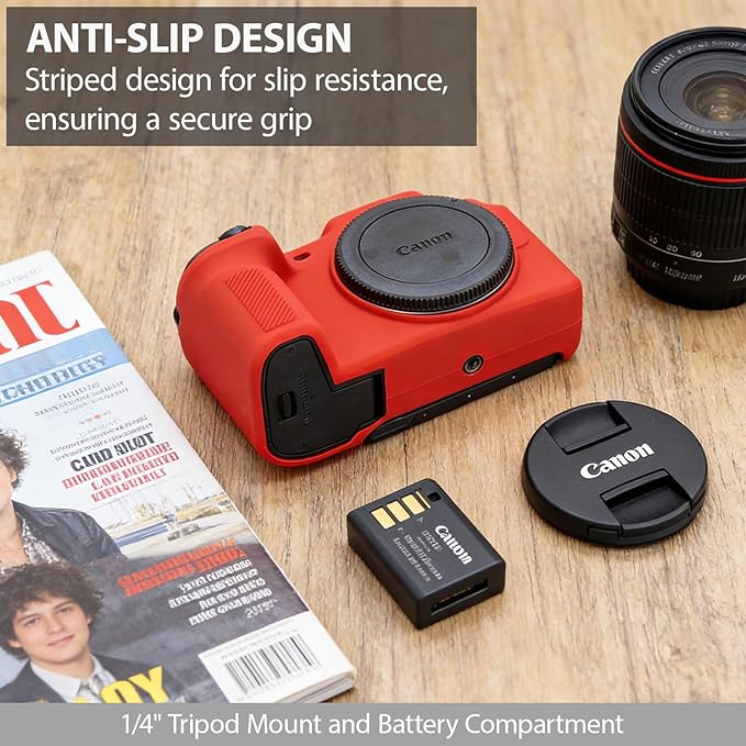 Frevyve Case for Canon EOS RP Body Camera, Skin, Anti-Scratch, Lightweight Sleeve, Soft Silicone Rubber Protective Case Cover for EOS RP Mirrorless Digital Camera Accessories (Red)