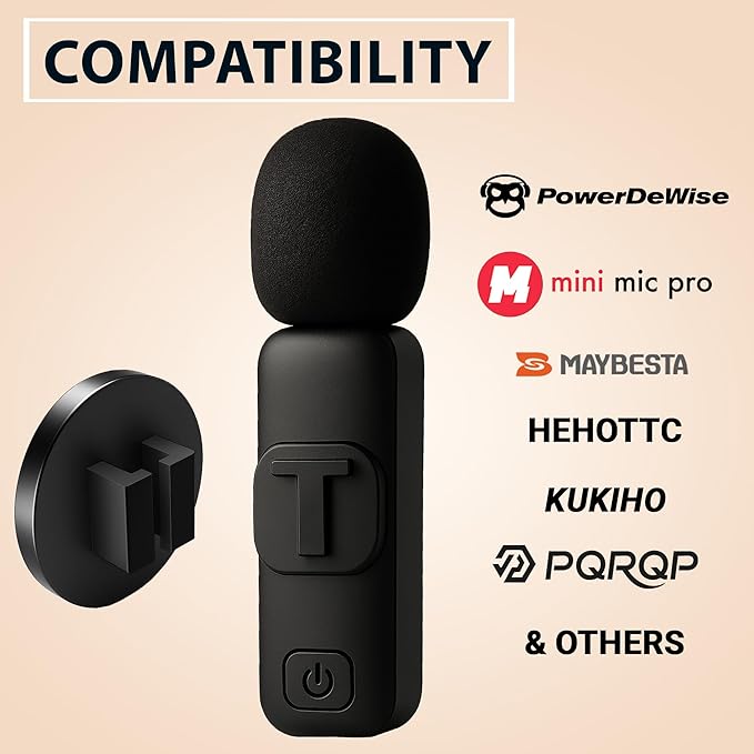 Magnetic Clip for Wireless Lavalier Microphone with Leather Magnetic Mount – 360° Strong Mic Magnet Mount for Mini Mic Pro, MAYBESTA, Bulatry, PQRQP – Invisible Hands-Free Mic Holder for Shirt