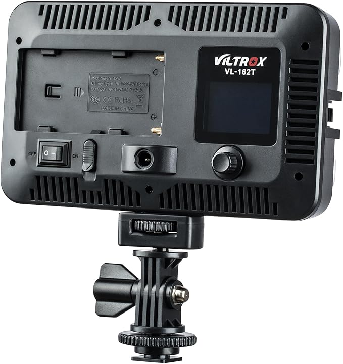 VILTROX VL-162T CRI95+ LED Video Light, Portable Camera Photo Light Panel Dimmable for DSLR Camera Camcorder with Battery, Charger, High Brightness, 3300K-5600K Bi-Color, White Filter and LCD Display