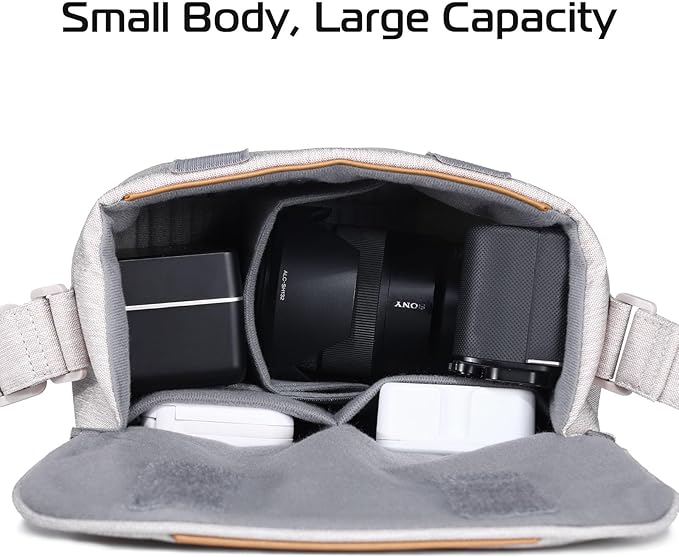 ULANZI 3L Camera Bag, Beige Gray, 9.1x4.3x7.1in, Professional SLR/DSLR Crossbody Shoulder Case for Sony Canon Nikon Mirrorless Cameras, Splash-Proof Polyester Lightweight 235g