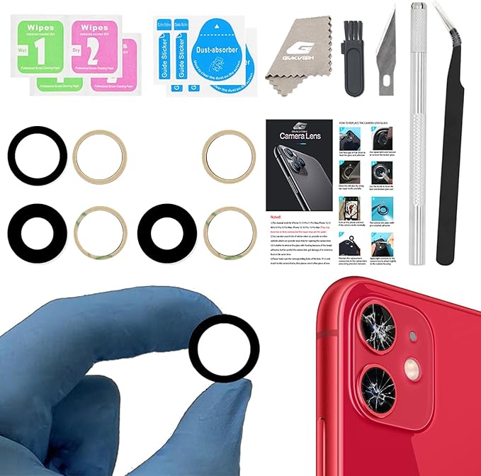 Camera Lens Glass Replacement for iPhone 11, GVKVGIH Back Camera Glass Lens Replacement with Pre-Installed Adhesive,Repair Tool Kit and Installation Manual
