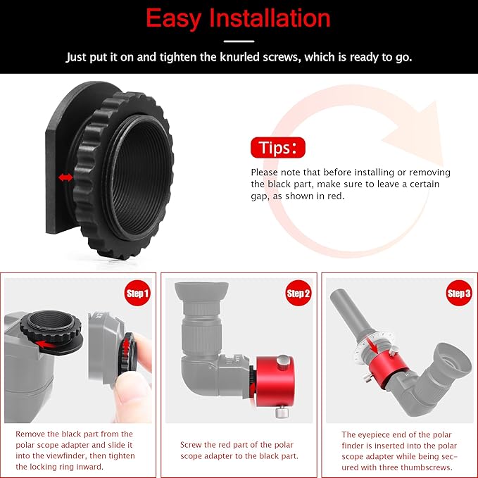 Astromania Polar Scope Metal Adapter for Right Angle Viewfinder - Mount Angled Finder on Polar Finder of Most Common Mounts, Makes Polar Alignment at Breeze and More Comfortable