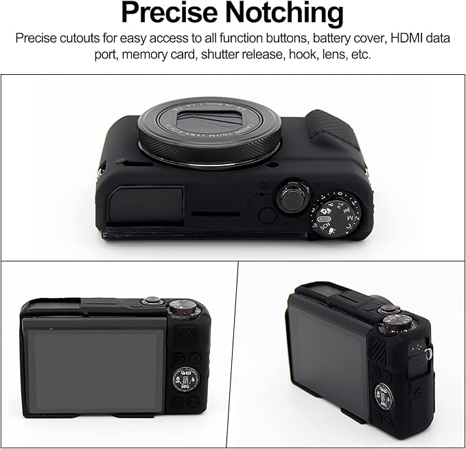 Easy Hood G7X Mark II Case G7X Camera Silicone Case, Soft Silicone Protective Cover for Canon Powershot G7X Mark II DSLR Camera (Black)