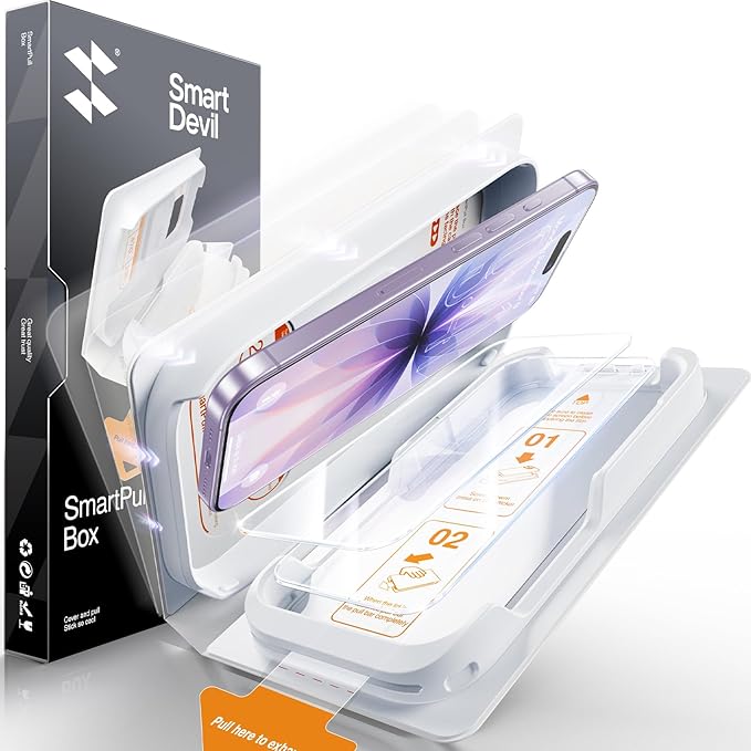 SMARTDEVIL 2 Pack for iPhone 17 Screen Protector Tempered Glass, HD Clear Film, Easy Installation, Dust-Free Box