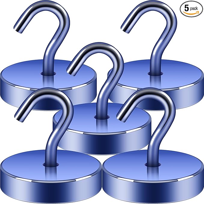 Neosmuk Magnetic Hooks, Cruise Ship Essentials, 100lb+ Heavy Duty Magnetic Hooks for Cruise Cabins, Refrigerator, Grill, Hanging, and Travel | Extra Strong Must-Haves Magnet Hook,Navyblue, 5 Pack