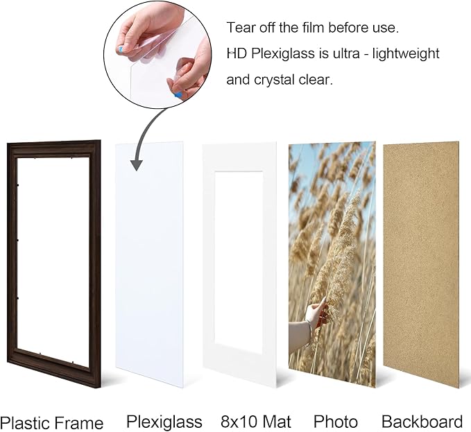 Vittanly 11x14 Picture Frames Set of 2, Ornate Vintage Photo Frame for Wall or Tabletop, Display 8x10 Pictures with Mat or 11x14 without Mat, Rustic Brown