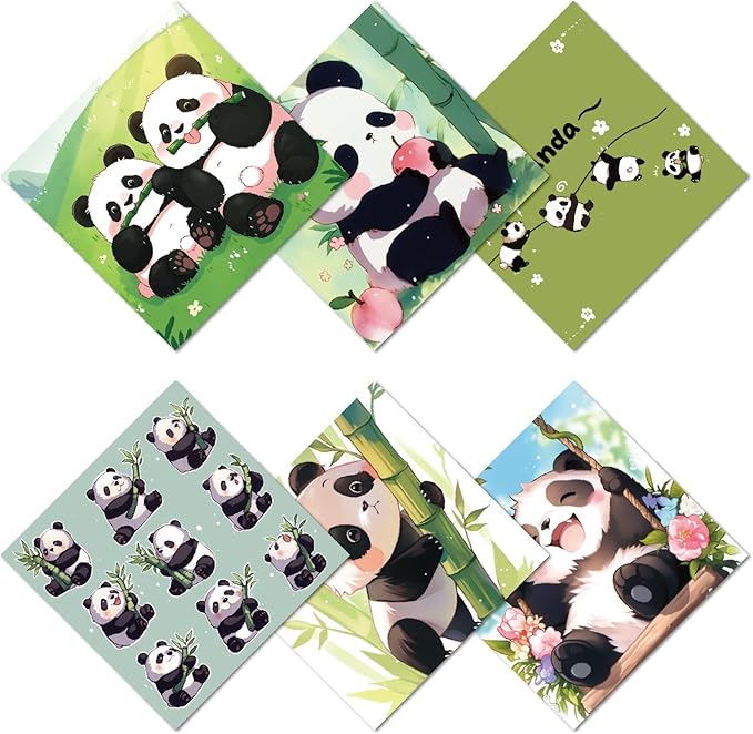CREATCABIN 6 Packs Cute Panda Glasses Cleaning Cloth Microfiber Cloth Soft Multi-Color Cleaner Sunglasses Reusable Thicken Wipes Clothes for Eyeglasses Camera Cell Phone Lens Screens 6 x 6 Inch