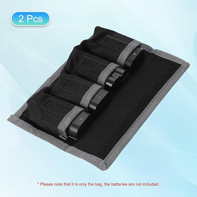 PATIKIL Camera Battery Pouch Cases, 4 Pocket Nylon DSLR Battery Case Holder Storage Bag for AAA, LP-E6, LP-E8, NP-FW50, EN-EL14, EN-EL15 Batteries (Gray)