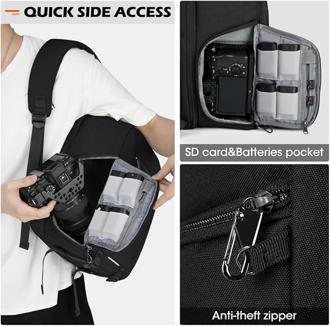 SDYSM Camera Bag Backpack Professional for DSLR SLR Mirrorless Camera Waterproof Laptop Back Pack 14 Inch with Rain Cover Anti Theft Travel Case Large Capacity Photography Backpack Black | Professional, for DSLR, SLR, Mirrorless Camera, Waterproof, Lap...