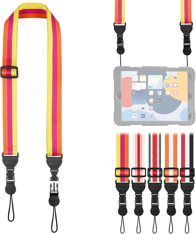 Adjustable Shoulder Strap, Comfortable for Camera Neck Lanyard iPad Strap iPad Strap for iPad, Camera, Binocular, Crossbody, Tablet, Laptop, Binocular, Luggage Bag(Orange, Red & Yellow A19)