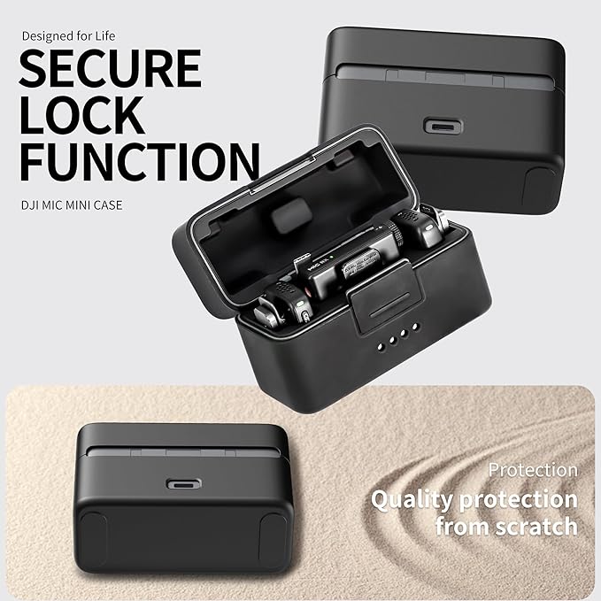 Carrying Case Compatible with DJI Mic Mini, Silicone Travel Waterproof Hard Protective Cover Case for DJI Mic Mini Microphone- Black