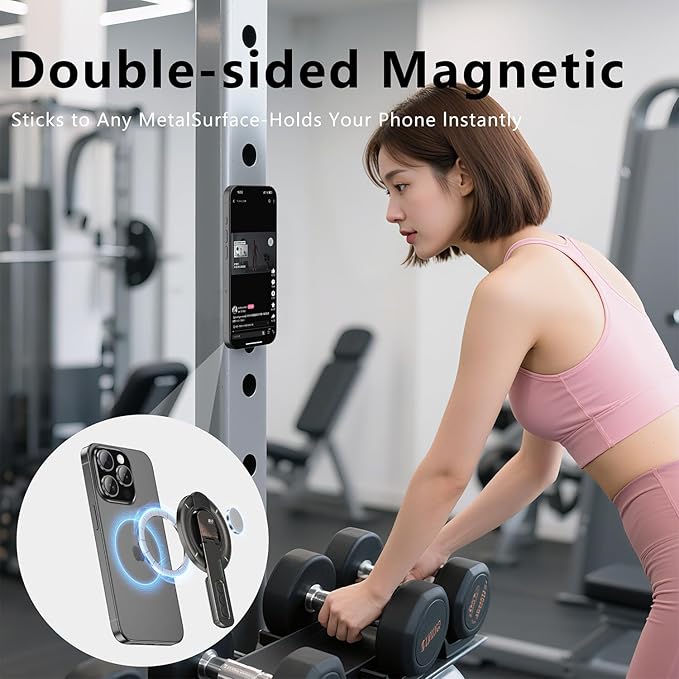 Phone Grip for Magsafe Phone Stand 360°Roration Gym Holder Phone Kickstand Silicone Finger Ring Innovative Pressure-Relief Damping Hinge Design with Magnet Ring Compatible All Phones, Black