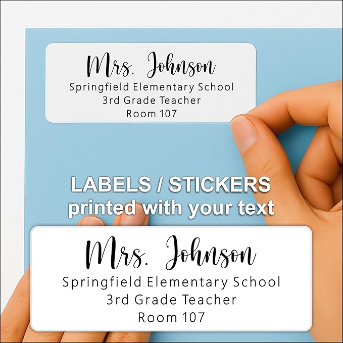Personalized Return Address Labels - White Custom Printed Name and Home Address Stickers for Wedding, Personal and Business (250, Chic Script)