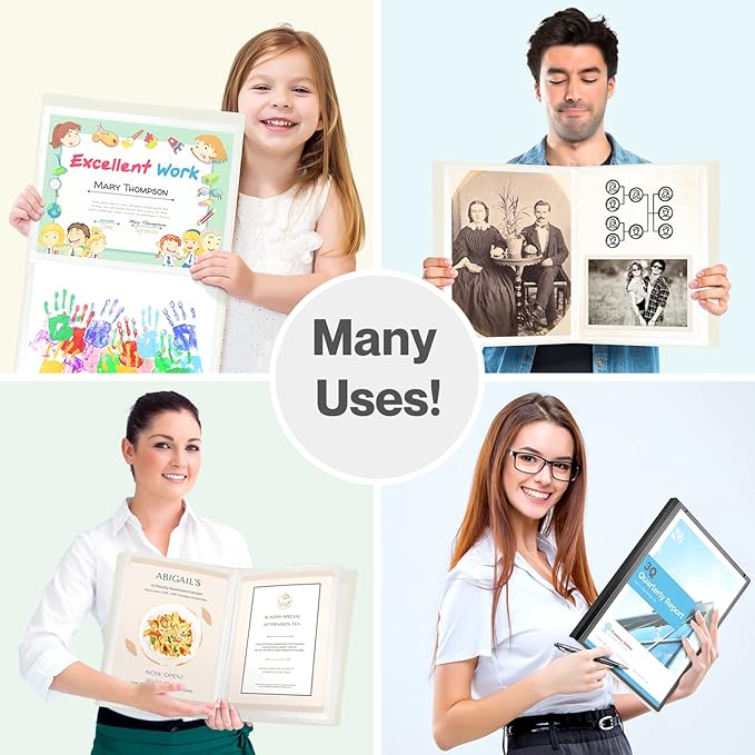 CRANBURY 9x12 Presentation Book (Black), 24-Pocket Folder with Clear Plastic Sleeves, Displays 48 Pages of 9 x 12 or A4 Documents, Certificates, Kids Art, Keepsakes, Acid-Free Portfolio Binder