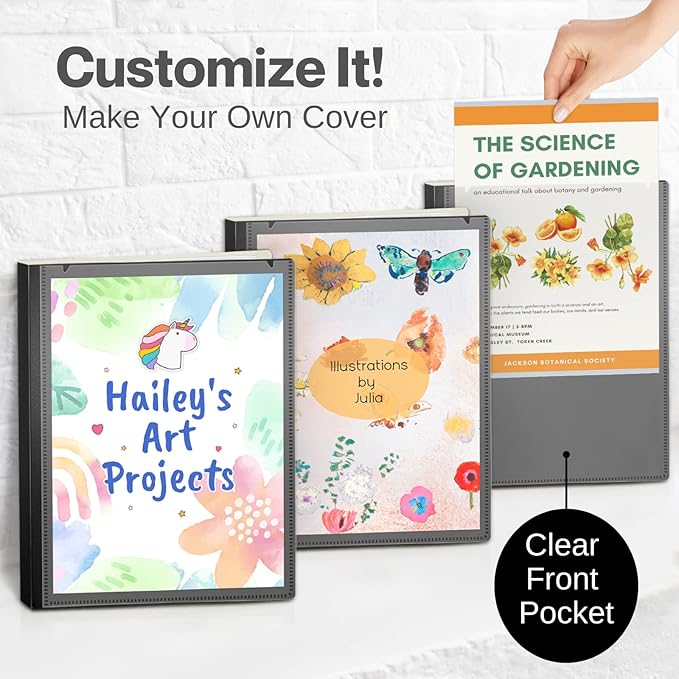 CRANBURY 9x12 Presentation Book (Black), 24-Pocket Folder with Clear Plastic Sleeves, Displays 48 Pages of 9 x 12 or A4 Documents, Certificates, Kids Art, Keepsakes, Acid-Free Portfolio Binder