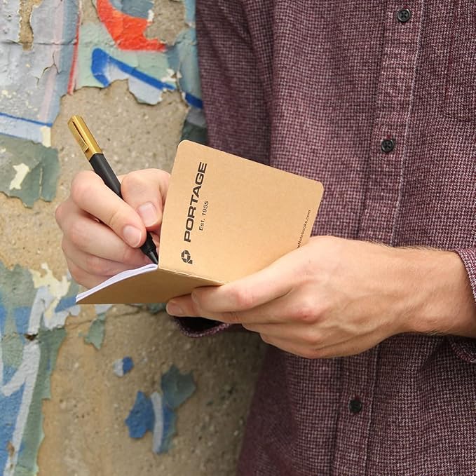 Portage Small Dot Grid Notebook- 6 Notepads for Field Notes, Dot Grid Small Sketch Book, Pocket Notebook Journal for Taking Notes in the Field – 3.5 x 5.5 Inches, 64 Pages, (Pack of 6)