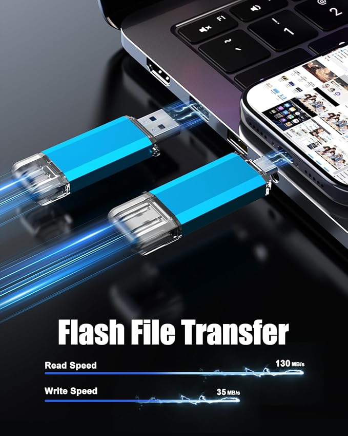 KOOTION USB C Flash Drive 32GB 2 in 1 OTG USB 3.0/Type C Thumb Drive Dual Drive USB C Memory Stick for Smartphone Laptop Tablet PC, Blue