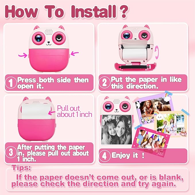 880 Pcs/10 Rolls Premium Kids Instant Camera Refill Print Paper, 2.2x1.18Inch(57X30mm), Thermal Paper Roll Refill for Most Kid Camera, HD Printing Waterproof Non-Sticky(10 roll)
