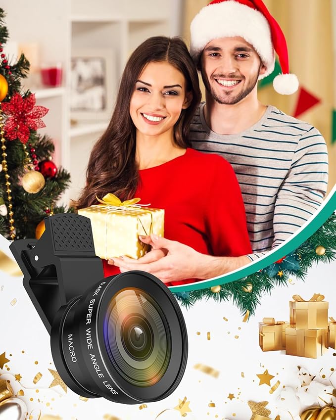 AMIR Phone Camera Lens Kit, 2026 New 0.45X Super Wide Angle Lens with 12.5X Macro Lens, 2-in-1 Clip-On Universal Lens Compatible with iPhone 15/14/13/12, Samsung Galaxy S and Most Smart Phones