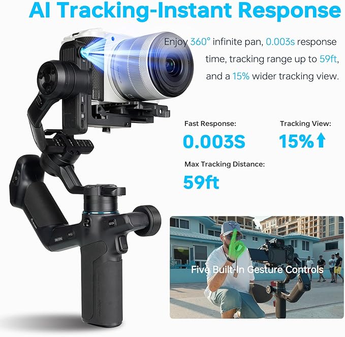 FeiyuTech SCORP Mini 3 Pro Combo | Full Accessory Kit – All-in-One 3-Axis Camera Gimbal, Built-in AI Tracking, Detachable Remote Handle, Vertical Shooting Compatible