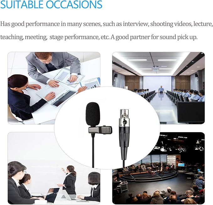 Lavalier Microphone Lapel Microphone Compatible with Shure Wireless Transmitter - Unidirectional Condenser Mic - Mini XLR TA4F Plug