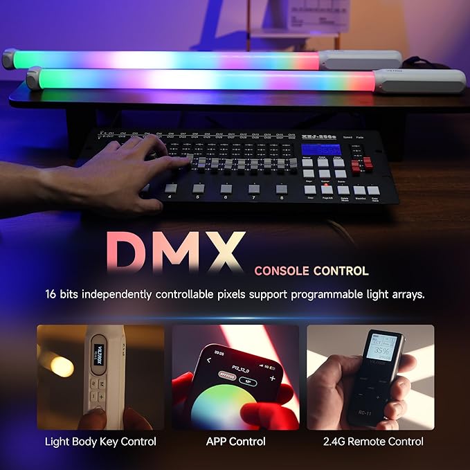 VILTROX P12 2 Pack RGB Tube Light, Full Color RGBWY Handheld LED Stick Light Wand with DMX App Control, 11 Pixel Effects 26 Scenes, Built-in Magnet, 2500-8500K, 2500mAh Battery, PD Fast Charging