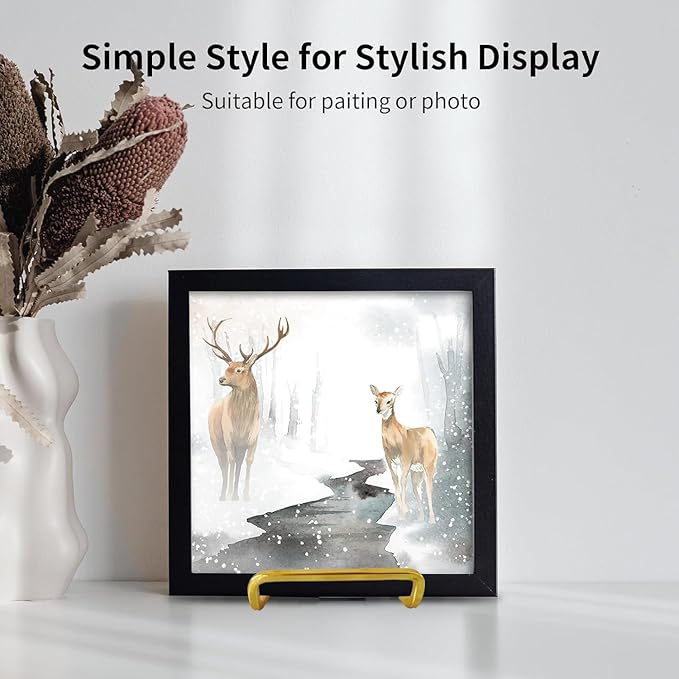 3 Pack 4 inch Metal Plate Stands for Display, Plate Holder Pictures Frame Easel Display Stand, Tabletop Picture Stand, Iron Easels for Display Photo Frames, Plates, Vinyl Record，Book, Sign（Gold）