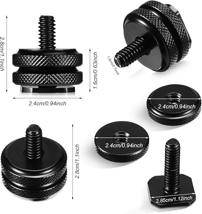 8 Pieces 1/4 Inch Cold Shoe Mount Adapter and Hot Shoe Flash Stand Adapter Kit for DSLR Camera Rig, Camera Flash Shoe Mounts for Tripod