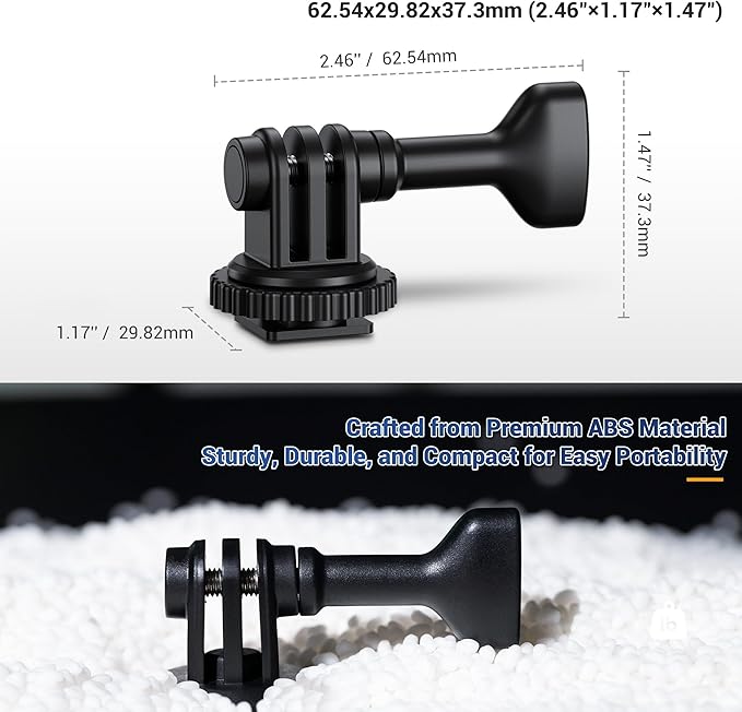 JJC 2-in-1 Tripod Mount & Hot Shoe Camera Mount Adapter for GoPro Go Pro Hero 13 12 11 10 9 8, DJI Osmo Action 5 4 3 & More Action Camera on 1/4"-20 Tripod or Canon Nikon Sony Fujifilm DSLR Camera