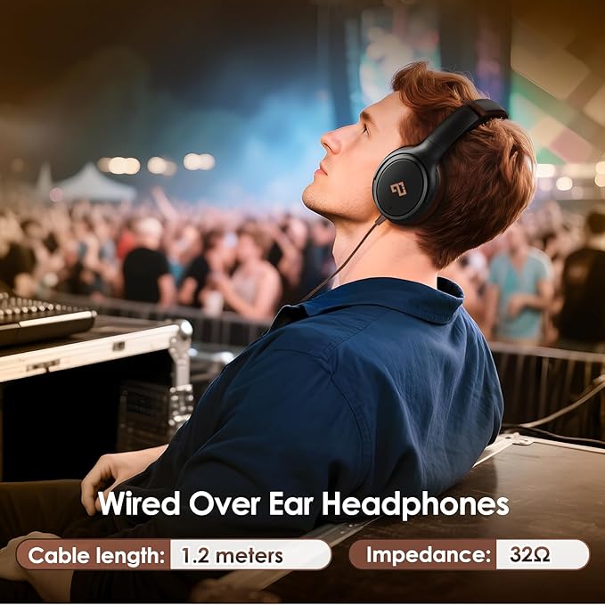 USB C Headphones Wired Headphones Over Ear with HD Mic, Foldable Active Noise-Canceling Headphone for iPad/Sports/School/Travel/iPhone 17/16/15, Samsung S25/S24, Google Pixel 9,Ideal Gifts-Brown