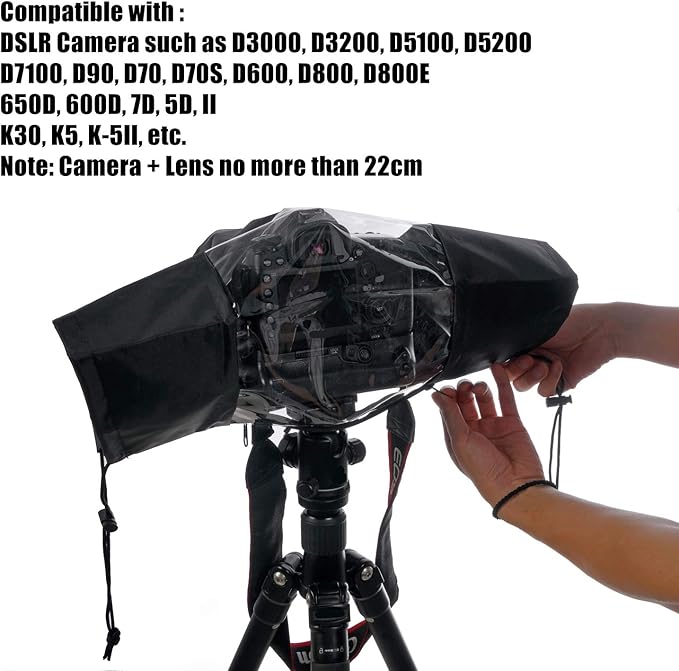WANBY Waterproof Camera Rain Cover Professional Soft Black Camera Rain Covers for All DSLR SLR Cameras