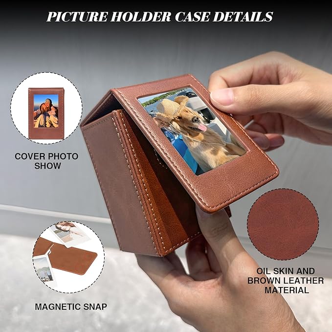 WOGOZAN Mini Picture Holder Case for Fujifilm Instax Mini 12/11/99/90/EVO Camera 2.15x3.4 Inches Film Accessories Photo Pouch Protection Case Can Hold 50+ Films (Oil Brown)