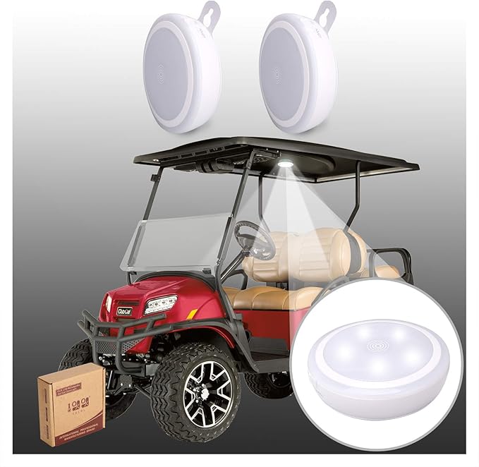 10L0L 1 Pack Universal Golf Cart Dome Light for Yamaha EZGO Club Car UTV, Wireless Lighting USB Rechargeable L E D Touch Car Dome Light Can Stick Anywhere, Great Golf Gifts (White)