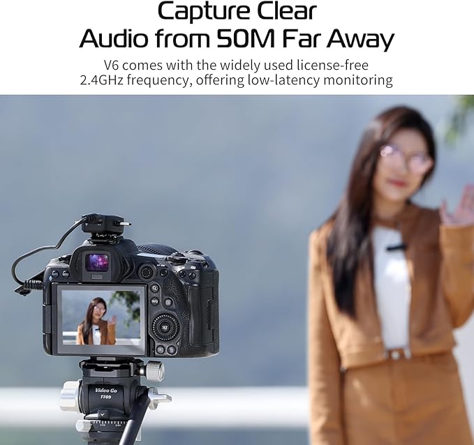ULANZI V6 Wireless Lavalier Microphone for iPhone iPad Android Camera, 3-in-1 Plug-Play Mic for Phone Video Recording Interview Youtubers Vloggers, 164ft Transmission Range