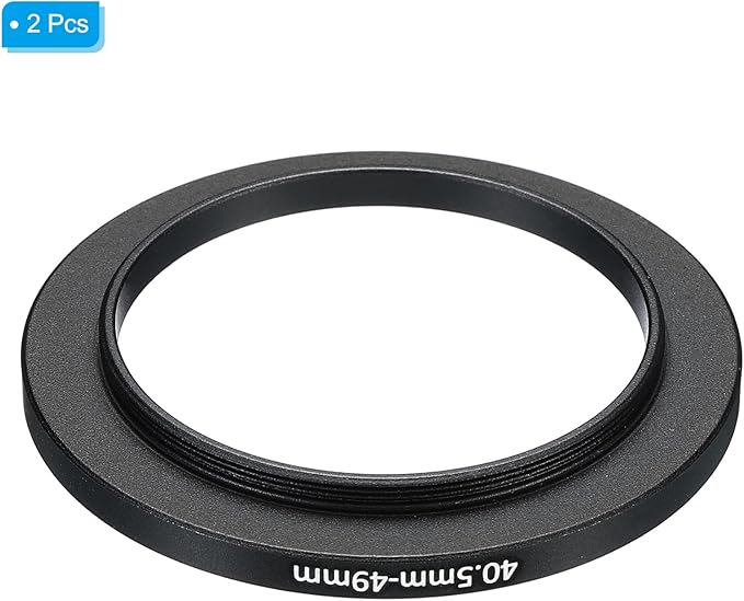 PATIKIL 40.5mm-49mm Metal Step Up Ring, 2 Pack Camera Lens Filter Adapter Ring Aluminum Filter Adapter Ring for Camera Lenses Hood, Black