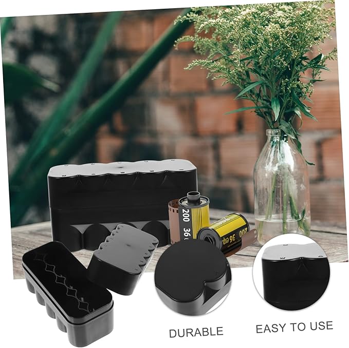 Gatuida Photo Organizer Storage Box Film Roll Canisters Black Storage Box Hard Case for Film Reel Containers