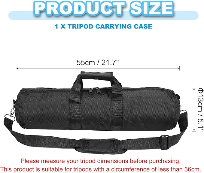 PATIKIL Tripod Carrying Case, 21.7" x 5.1" Heavy Duty Nylon Padded Tripod Bag with Adjustable Shoulder Straps and Handles for Light Stands Umbrellas Tripods Mic Speaker Stand, Black