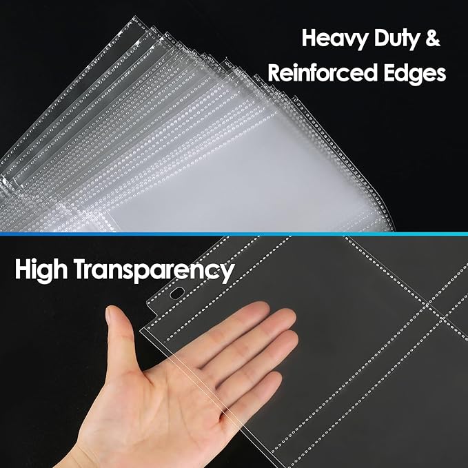 MaxGear 60 Pack 3.5x5 Photo Sleeves for 3 Ring Binder (480 Pictures), Heavy-Duty Archival Page Protectors, 4-Pocket Clear Photo Album Refill Pages, Plastic Seed Binder Pages 8.5x11, Acid-Free