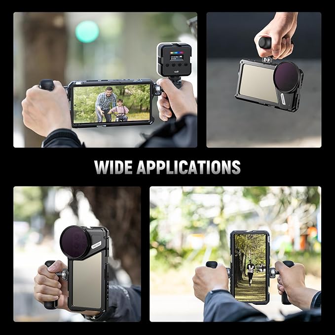 NEEWER 360° Rotatable Side/Top Handle with 1/4" Screw Anti Twist Pin Cold Shoe Nonslip Handgrip for NEEWER Phone Cage Video Rig Compatible with iPhone 16 15 Pro Max Samsung Galaxy S24 Ultra, PA046