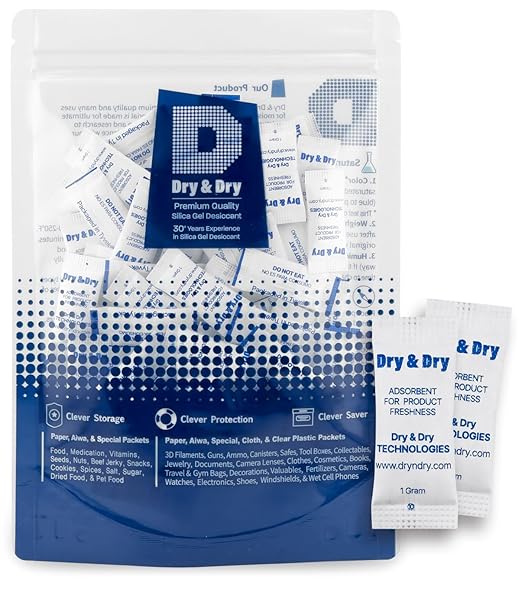 Dry & Dry 1 Gram[1000 Packets] Food & Pharmaceutical Safe Silica Gel Packs Desiccants - Rechargeable Tyvek® Silica Gel Packets, Moisture Absorbers, Desiccants Packets, Silica Gel