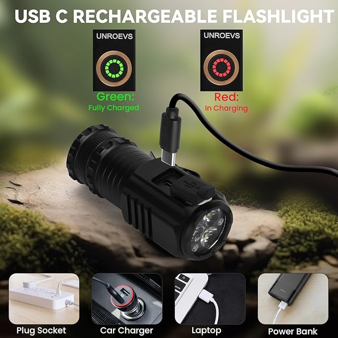 Mini Flashlight 2550 Lumens Rechargeable USB C Charging, Small High Lumens 5 Modes Pocket Flash Light with Clip, Magnetic for EDC, Camping, Hiking, Emergency (4 Pack)
