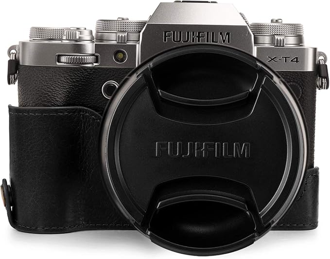 MegaGear MG1923 Ever Ready Genuine Leather Camera Half Case Compatible with Fujifilm X-T4 - Black