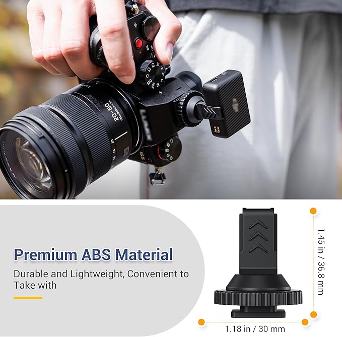 JJC Cold Shoe Mount Adapter for DJI Mic 1 with 1/4"-20, Durable ABS Cold Shoe Adapter for DJI Mic1 Only, Hot Shoe Accessories for DSLR Camera Vlogging Video Recording
