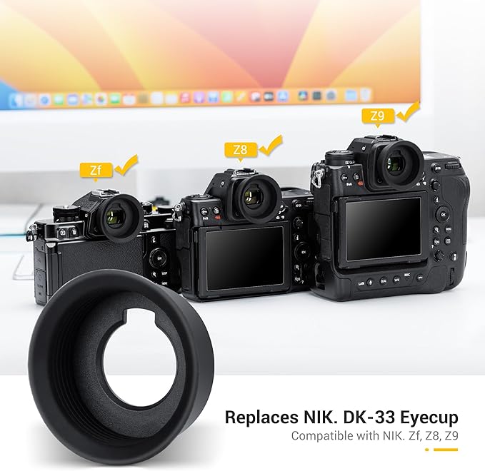 Upgraded DK-33 Z8 Z9 Zf Round Eye Cup Eyecup Eyepiece, Soft Rubber Eye Cup Viewfinder Cover for Nikon Zf Z9 Z8 Cameras, Replaces Nikon DK-33 Eyecup, Increased Depth Better for Viewfinder Protection