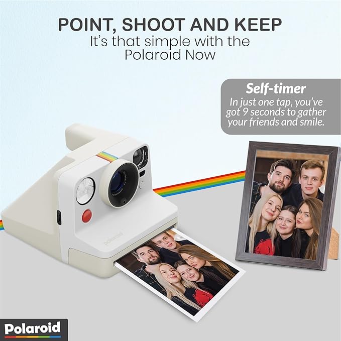 Polaroid Now Generation 3 I-Type Instant Camera (Pebble White) Bundle with Color I-Type Film (8 Exposures), Hard Protective Case and Wrist Strap