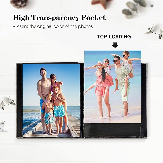 Mublalbum 2 Pack Small 8x10 Photo Album 2 Pack Linen Cover with Display Window Mini Picture Book Each Holds 52 Vertical Pockets for Artwork Postcards or Pictures Storage (Beige)
