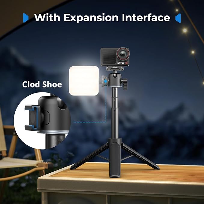 SmallRig Action Camera Selfie Stick Tripod, 7.8-21.6in Extendable, 360° Ball Head, Cold Shoe Mount, Quick Release Adapter for DJI Action 5 Pro/4, 1/4-20" Screw for GoPro Hero 13/12/11, Webcam - 5435