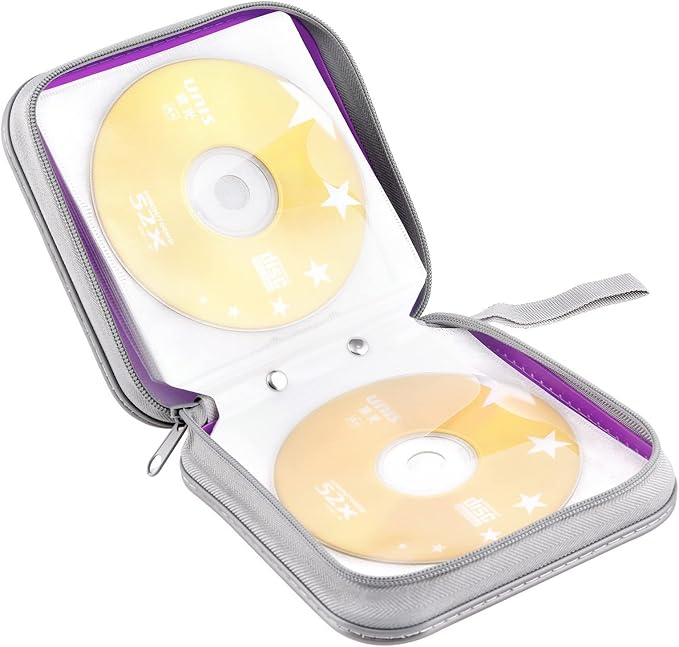 Bivisen DVD Case Wallet Holder Binder - 48 Capacity CD/DVD Cases Storage Holder Binder Organizer Wallet Book for Car, Home, Travel (Puple)