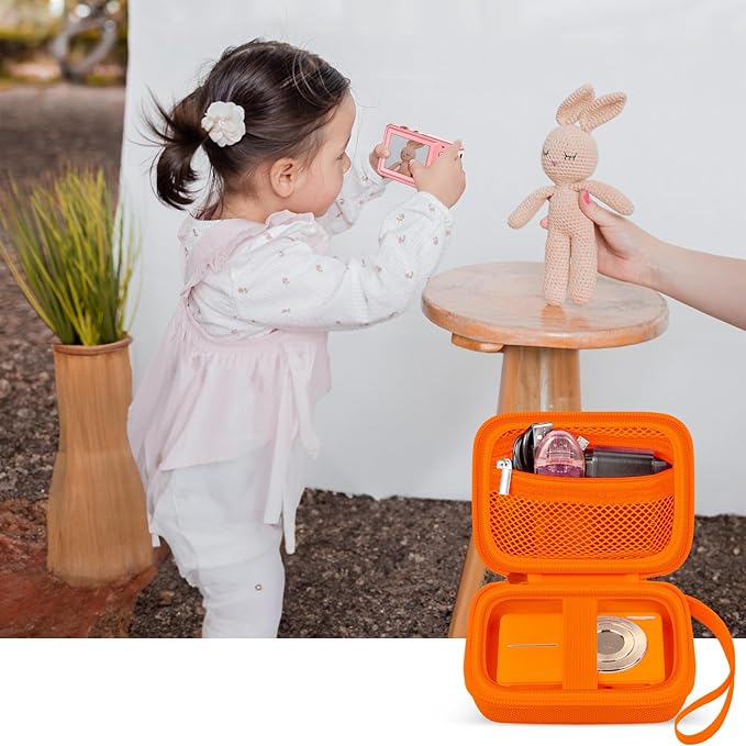 Digital Camera Case Compatible with VAHOIALD FHD 1080P/ for CAMKORY Digital Point and Shoot/for KODAK PIXPRO FZ45-BK 16MP Vlogging/for IWEUKJLO/for Nsoela, Holder for SD Card More- Orange (Box Only)