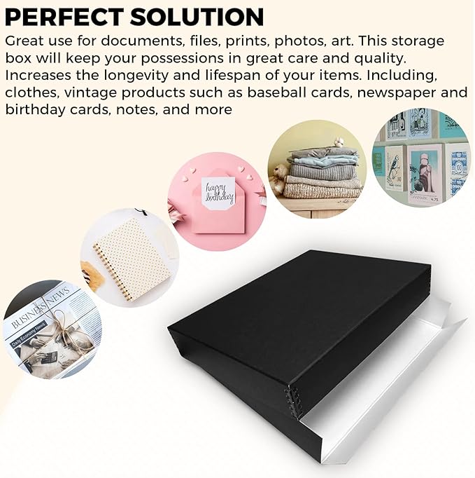 Golden State Art, Acid-Free Archival 13x19 Inches Metal Edge Drop Front Museum Photo Storage Box, Preserve Documents, Prints, Pictures, Photographs, Arts And Crafts, Black